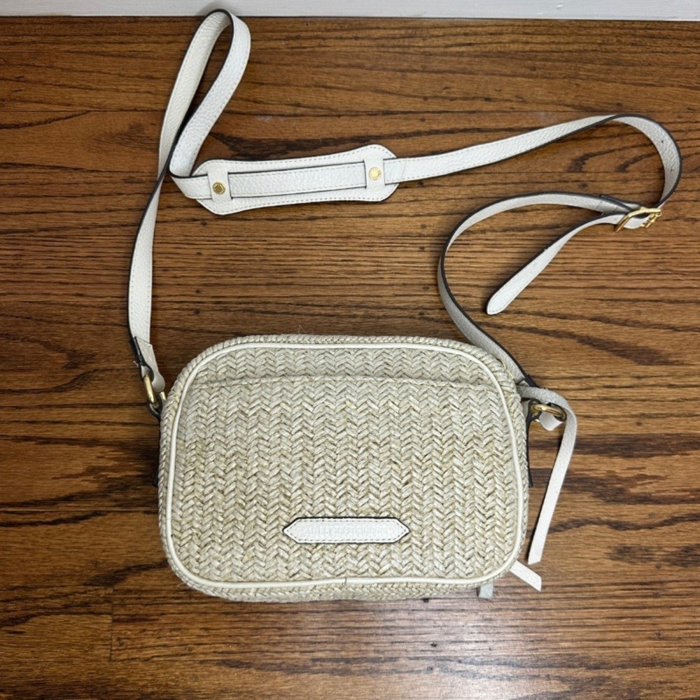 Aimee Kestenberg Berlin Leather Crossbody Bag Woven Straw Gold Hardware